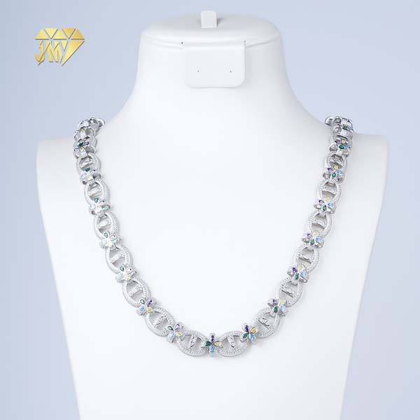 Cuban Curb Chain Necklace Rhodium Plated Wholesale