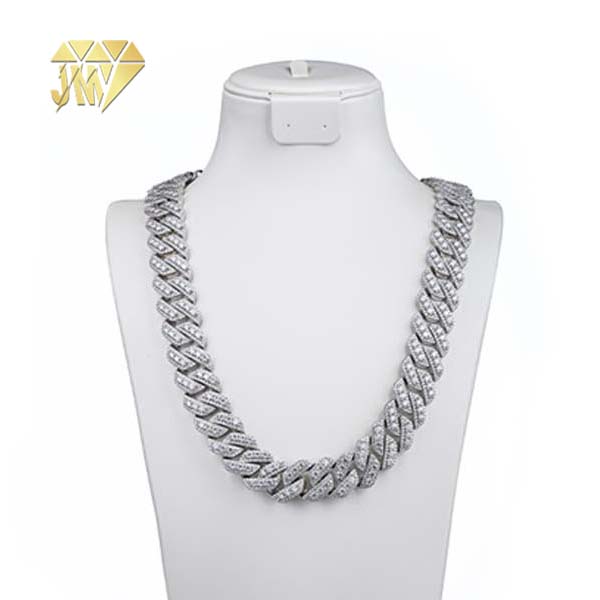 White Gold Plated 18mm Cuban Link Chain 925 Silver Bulk Order