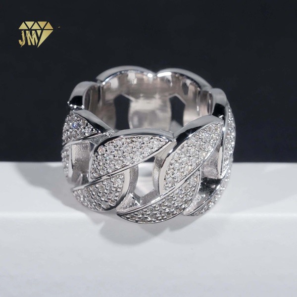 Big Hip Hop Rings Silver 925 Rhodium Plated Wholesale
