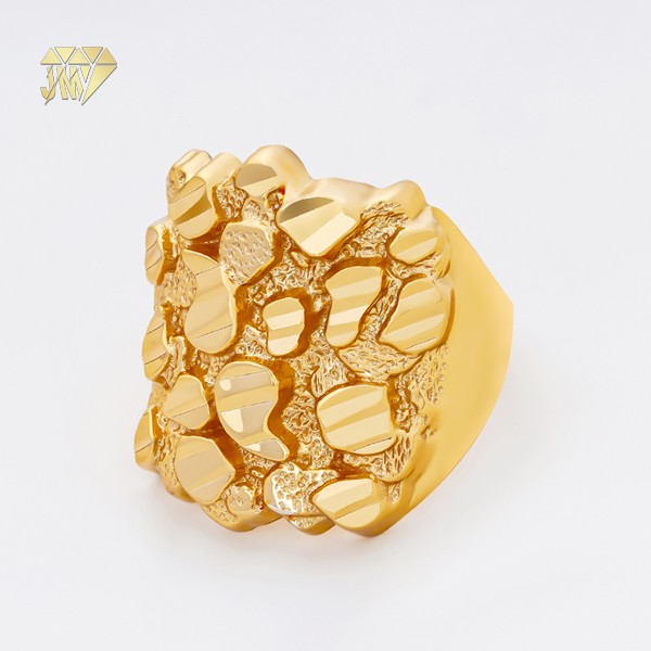 Mens Silver Nugget Ring 18K Gold Plated Customizable Wholesale Jewelry