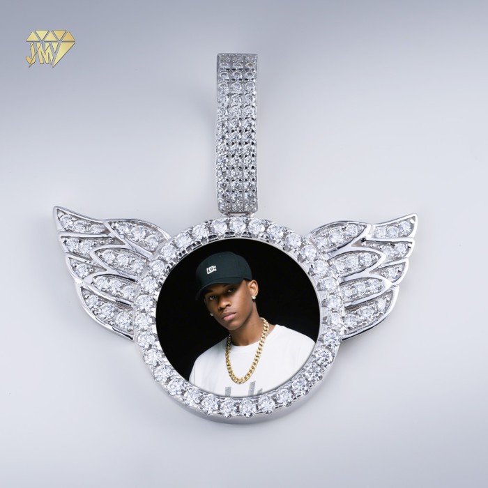 Silver Photo Pendant Wing Shaped Low MOQ OEM Factory