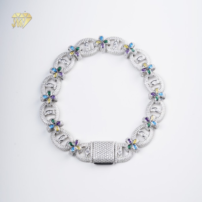 925 Silver Stylish Bracelet with White Moissanite Colorful Zircon wholesale