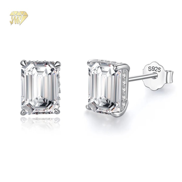 925 Silver Rhodium - Plated Lab - Grown Moissanite Stud Earrings 