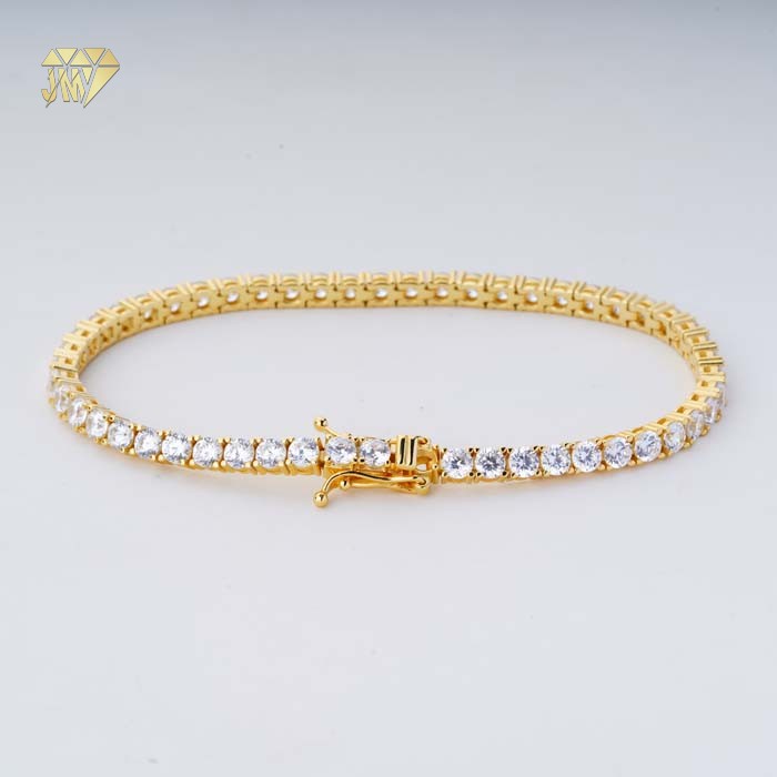 Silver Diamond Tennis Bracelet With vvs1 Moissanite 18k Gold Plated