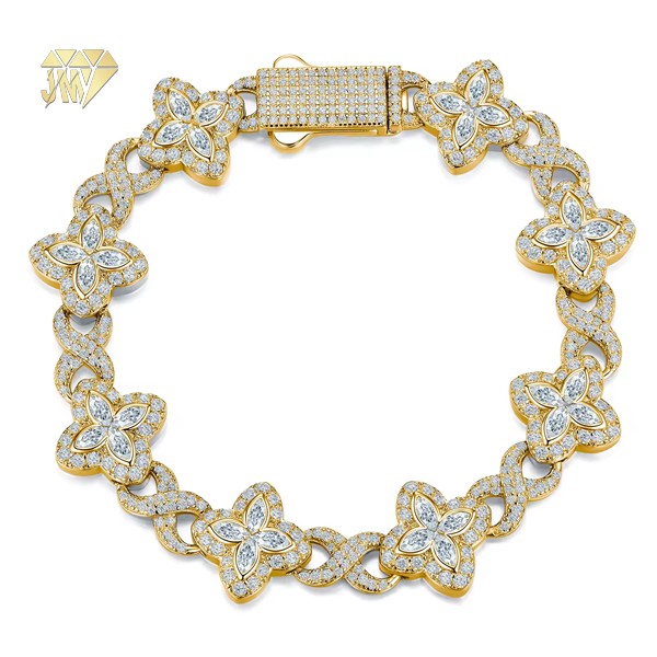 Mens Diamond Cuban Bracelet  Silver 925 14k Gold Plated Customizable