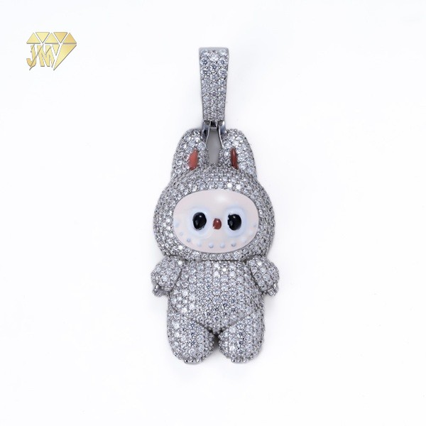 Labubu Moissanite Pendant in 925 Sterling Silver Rhodium / 18K Gold Plated Custom Hip Hop Cartoon Jewelry OEM