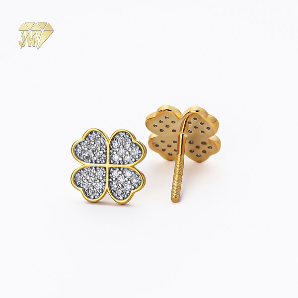 14k Stud Earrings Moissanite 4 Leaf Clover Stud Earrings OEM Custom Wholesale from China Factory